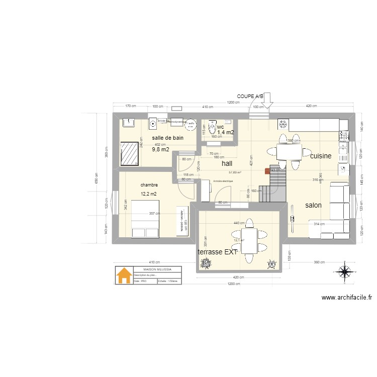 maison MEUSSIA.V6. Plan de 4 pièces et 132 m2