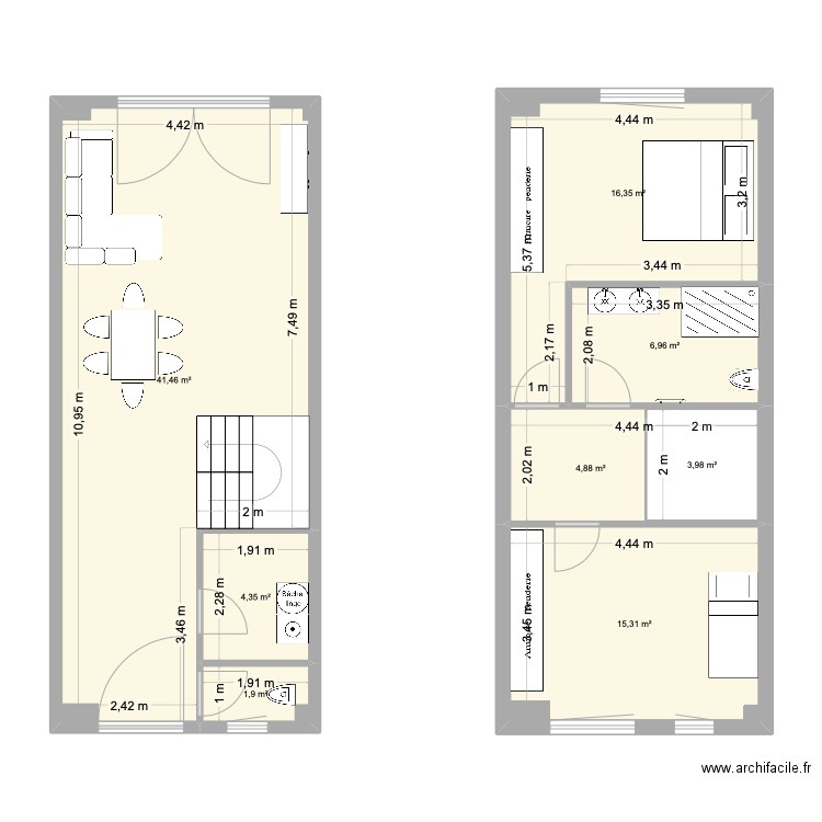 RDC Armoy. Plan de 8 pièces et 99 m2