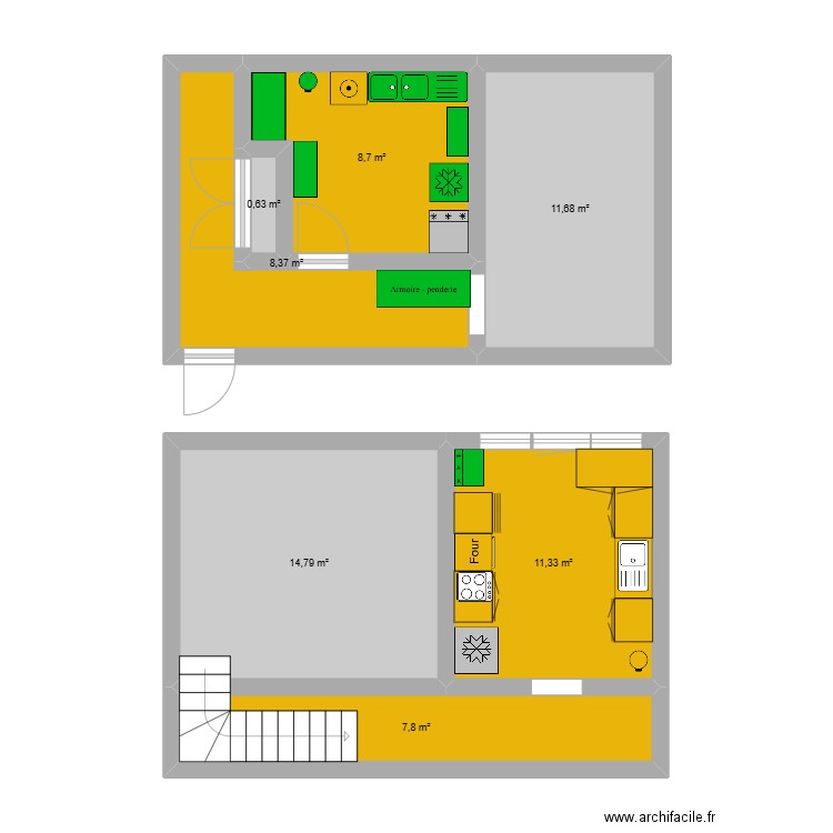 PMS PG. Plan de 7 pièces et 63 m2