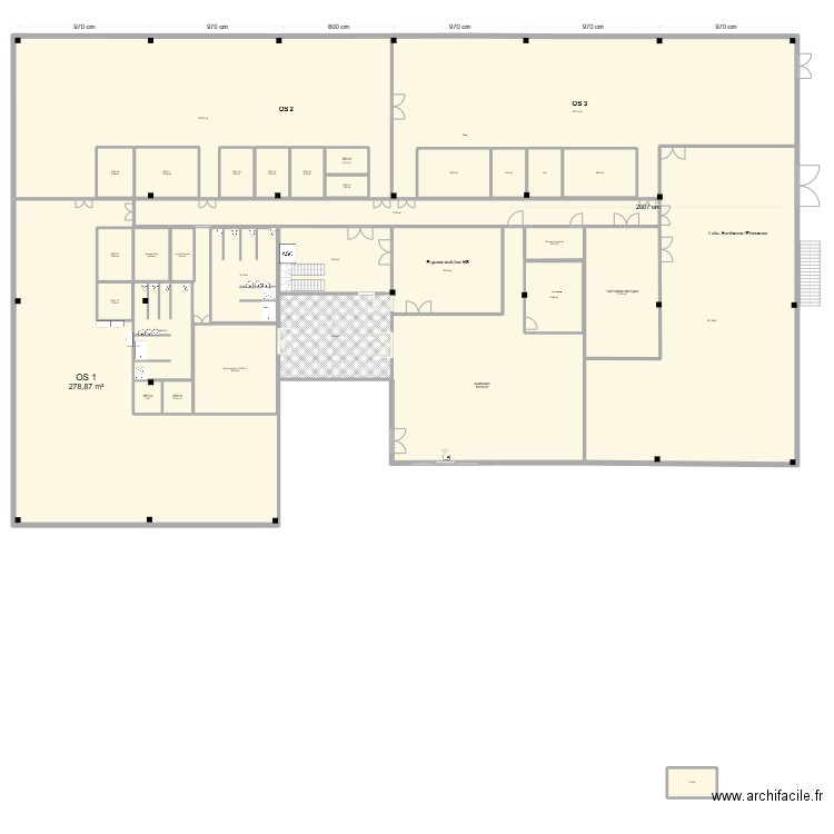 28.02 Plan OS R+1 V1. Plan de 33 pièces et 2072 m2