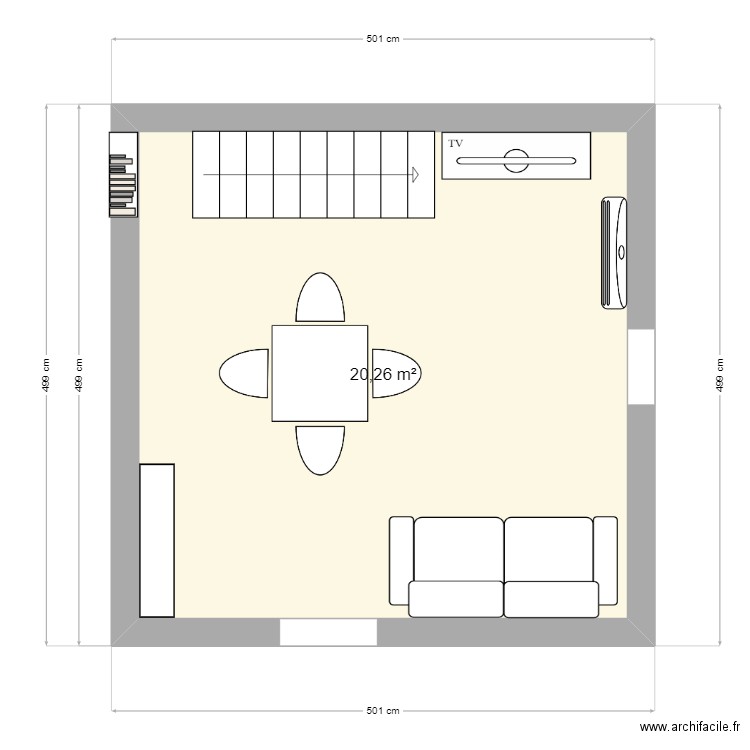 Salon. Plan de 1 pièce et 20 m2