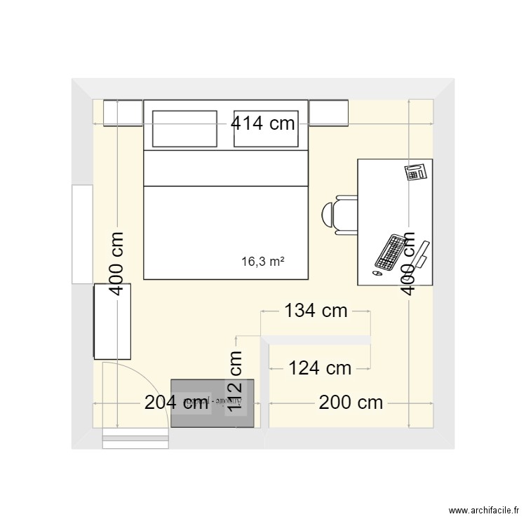 maison des anglais. Plan de 1 pièce et 16 m2