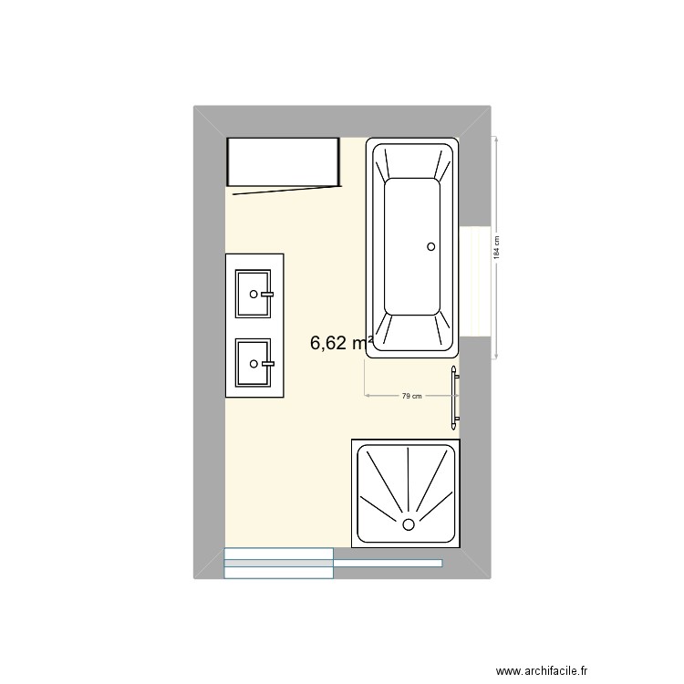 Salle de bain. Plan de 1 pièce et 7 m2