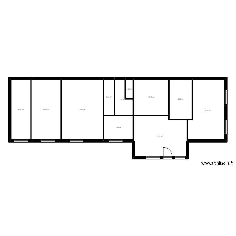 91CM14G Existant jordan. Plan de 11 pièces et 133 m2