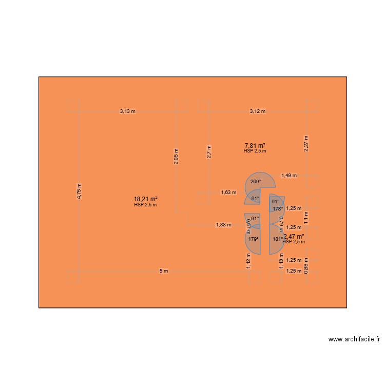 MAISON 1 etage 1 TOITURE. Plan de 3 pièces et 28 m2