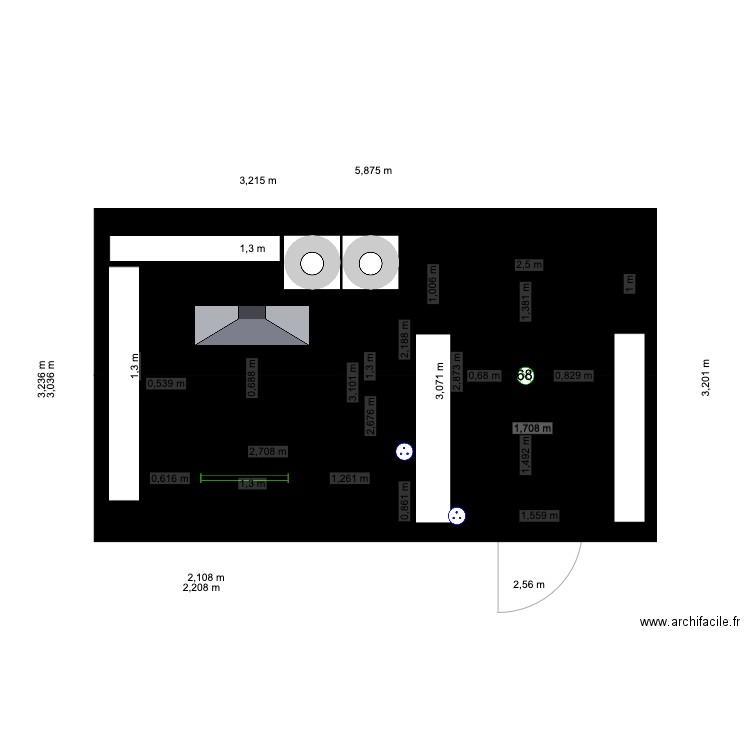 ABRI FOUR FRVAL. Plan de 2 pièces et 9 m2