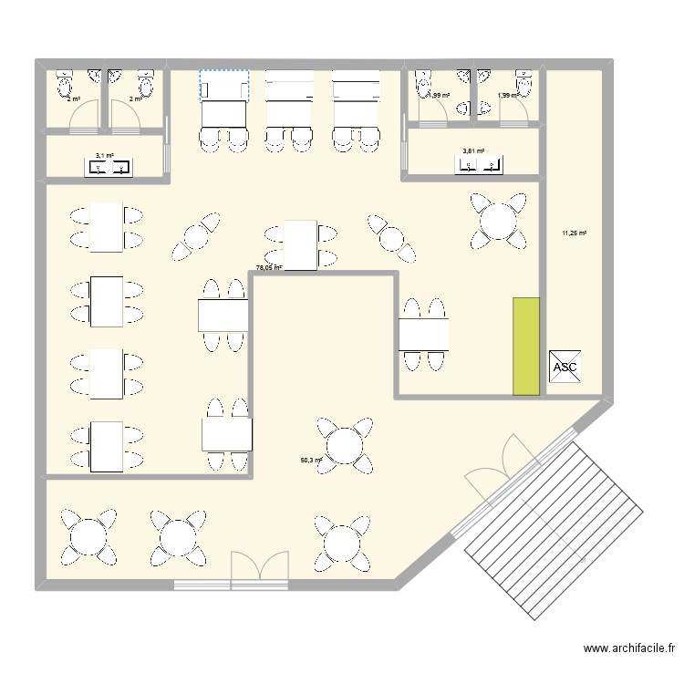 LOCAL SANTANDER AVEC ETAGE. Plan de 9 pièces et 154 m2