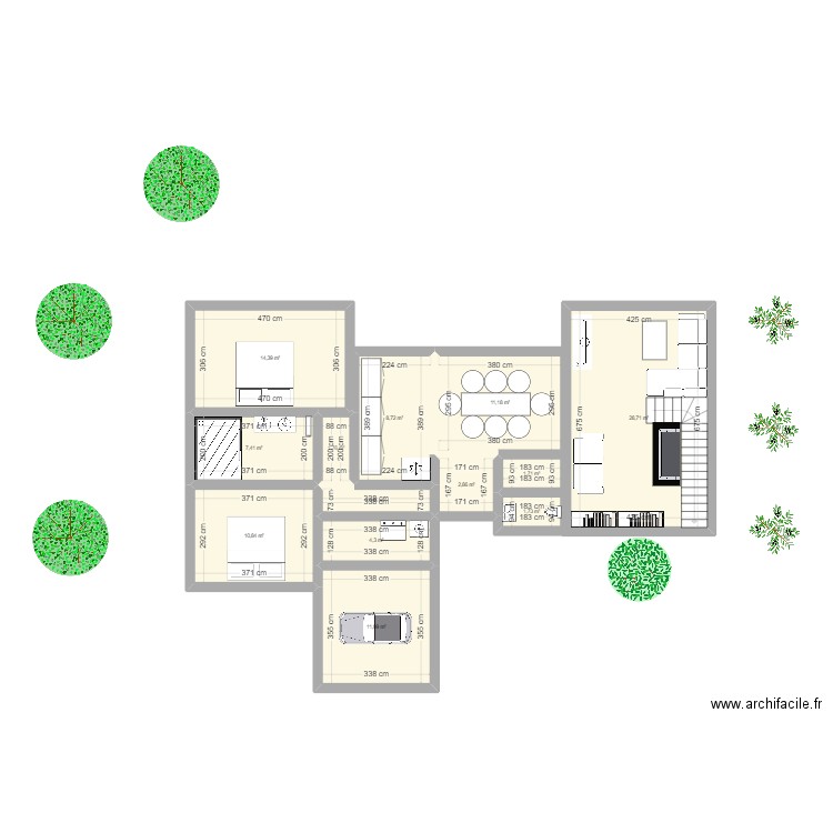 Villa TOur de Marre. Plan de 13 pièces et 108 m2