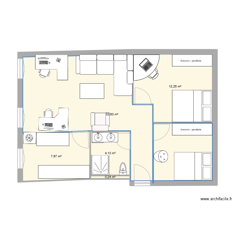 beaumont. Plan de 5 pièces et 57 m2