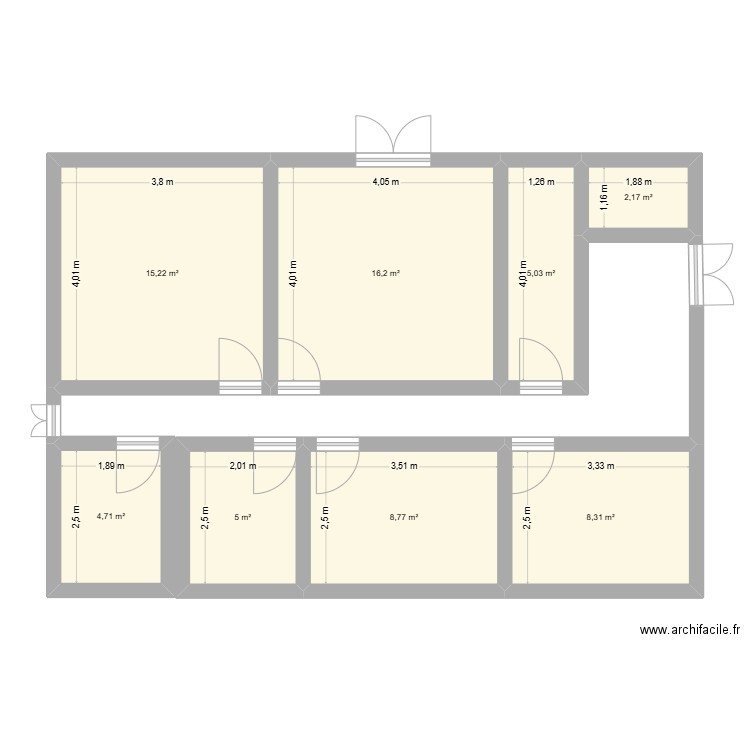 maison 72. Plan de 8 pièces et 65 m2