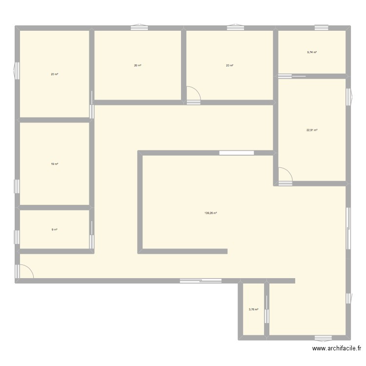 Maison plein pied 1. Plan de 9 pièces et 264 m2