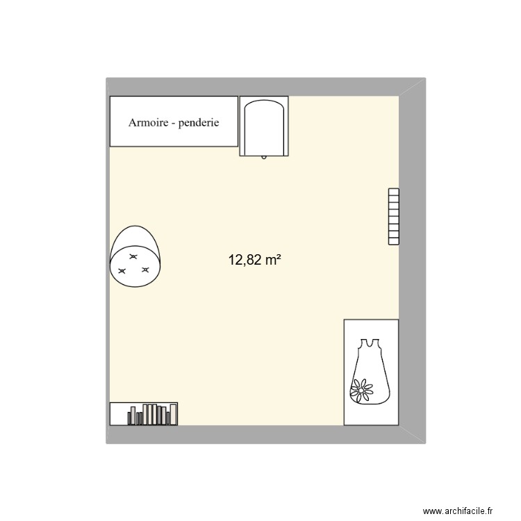 chambre bb. Plan de 1 pièce et 13 m2