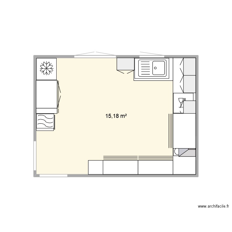 grane . Plan de 1 pièce et 15 m2