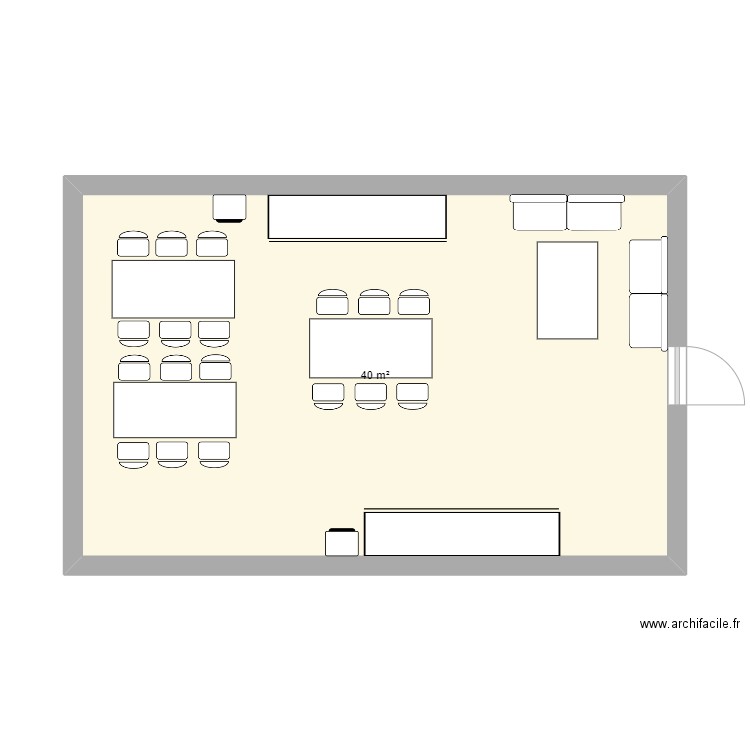 Salle dessin. Plan de 1 pièce et 40 m2