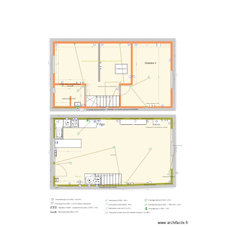 PLANS MAISON ELECTRICITE. Plan de 6 pièces et 190 m2