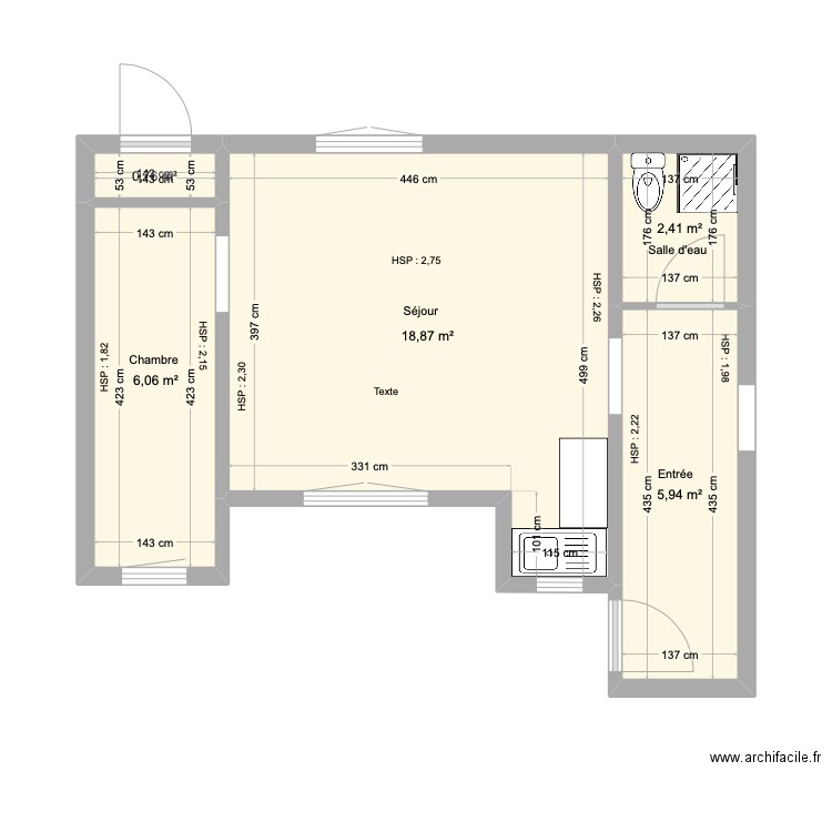 CHALET JAULNY. Plan de 5 pièces et 34 m2