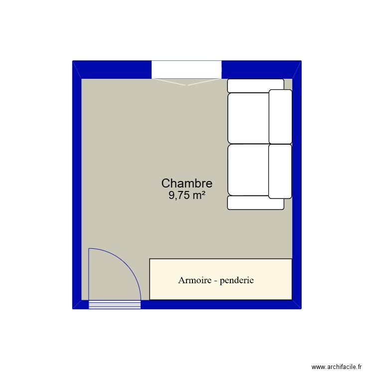 bureau. Plan de 1 pièce et 10 m2