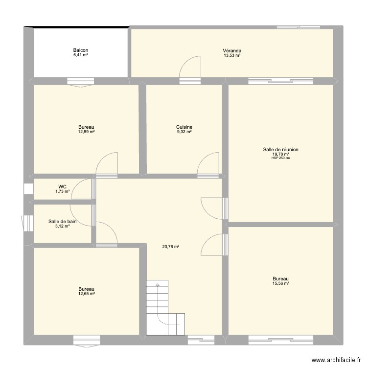 7bis av P.L. Lalinde. Plan de 10 pièces et 116 m2