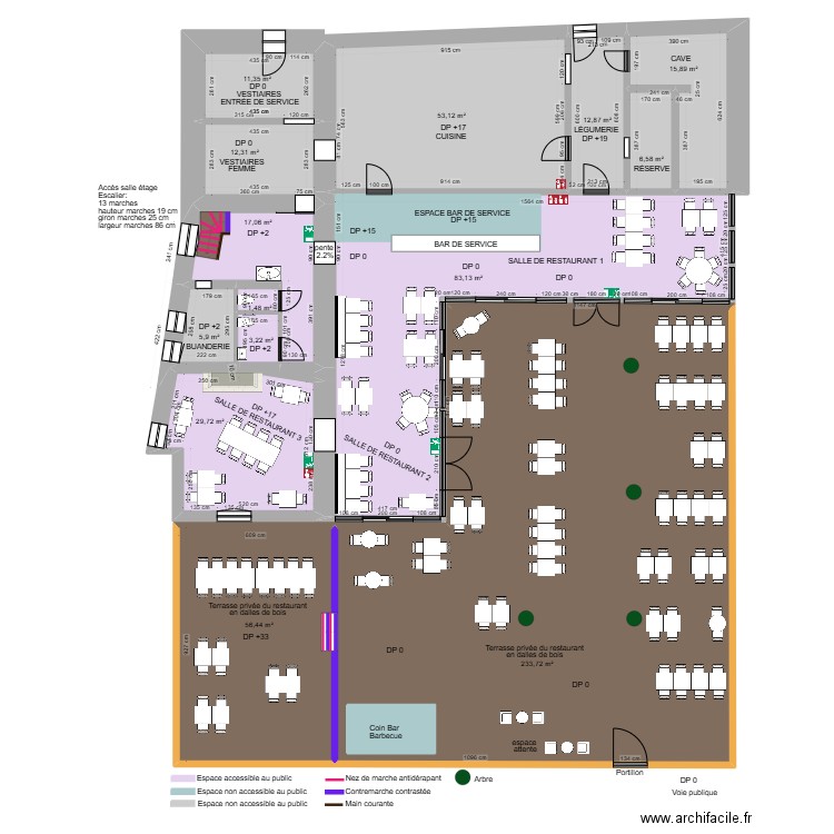 AUBERGE DES ISLES APRES TRAVAUX. Plan de 18 pièces et 591 m2