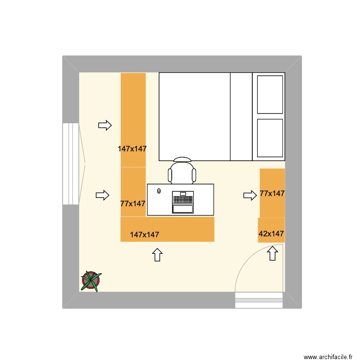 Test. Plan de 1 pièce et 11 m2