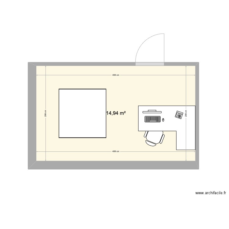 bureau. Plan de 1 pièce et 15 m2