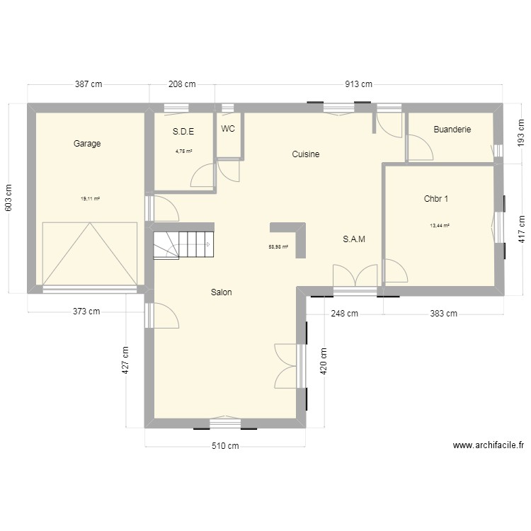 Maison Port des barques. Plan de 6 pièces et 125 m2