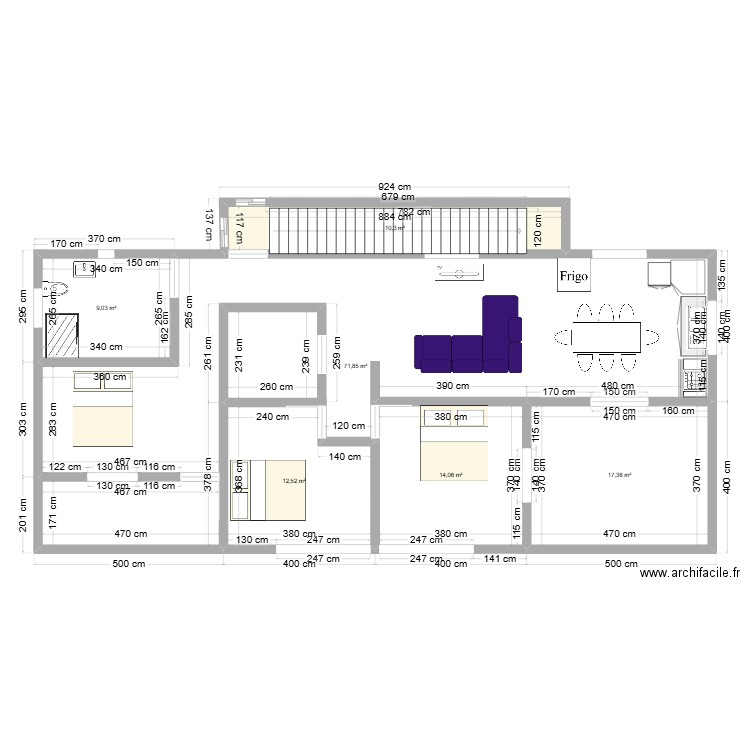 PLAN ETAGE. Plan de 6 pièces et 135 m2