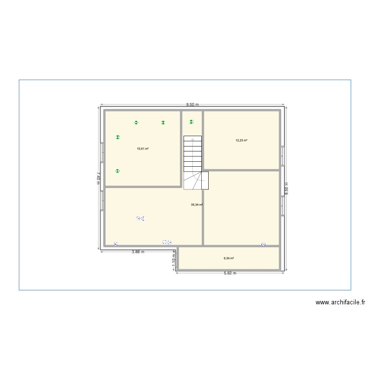 maison lilas. Plan de 4 pièces et 70 m2