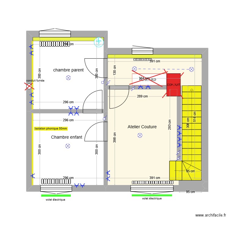 Maison J+J 1ER ETAGE. Plan de 3 pièces et 38 m2