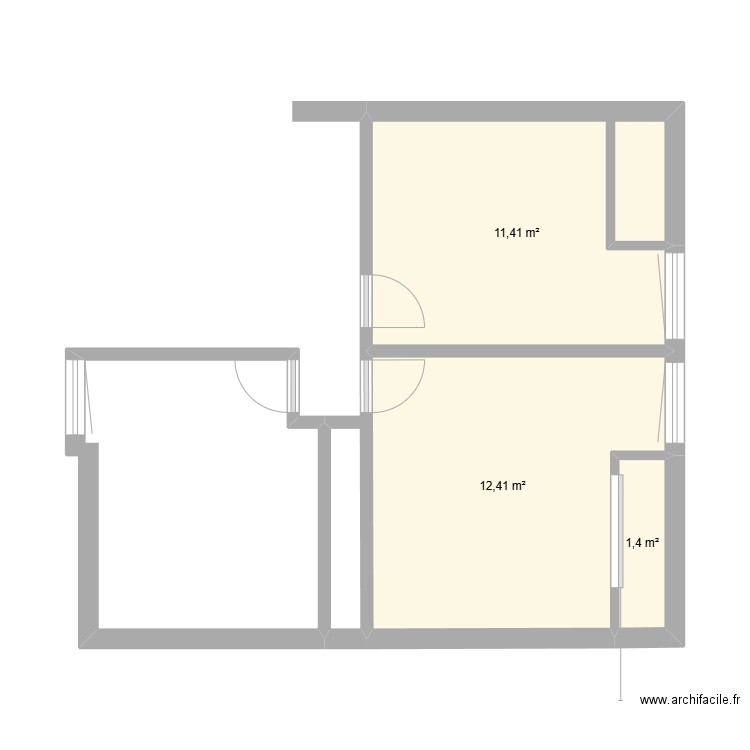 Parquet. Plan de 3 pièces et 25 m2