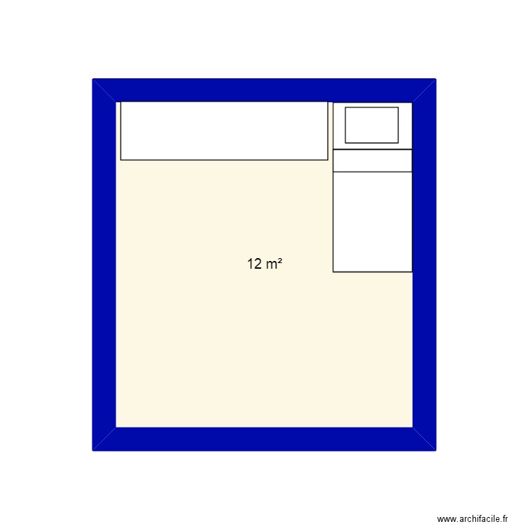 chambre maison. Plan de 1 pièce et 12 m2