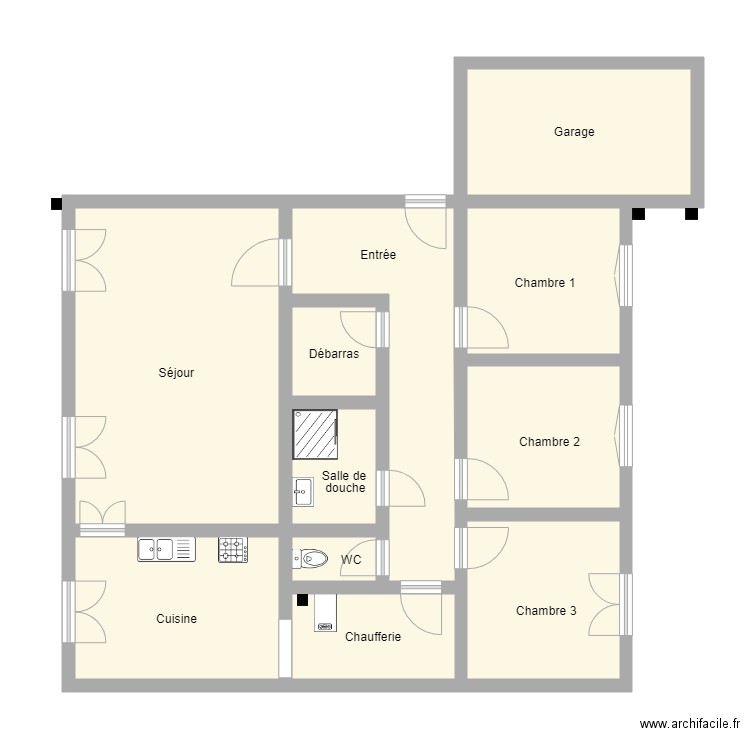 GABILLAT RDC . Plan de 11 pièces et 97 m2