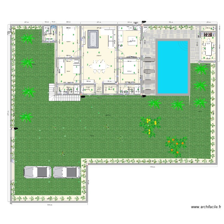 villa Marrakech . Plan de 14 pièces et 641 m2