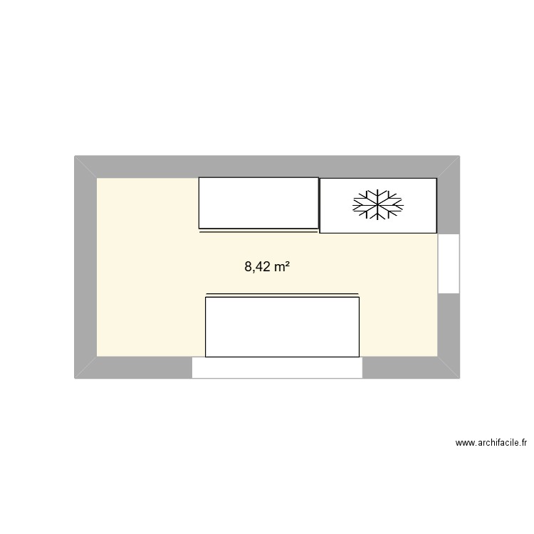 Morel. Plan de 1 pièce et 8 m2