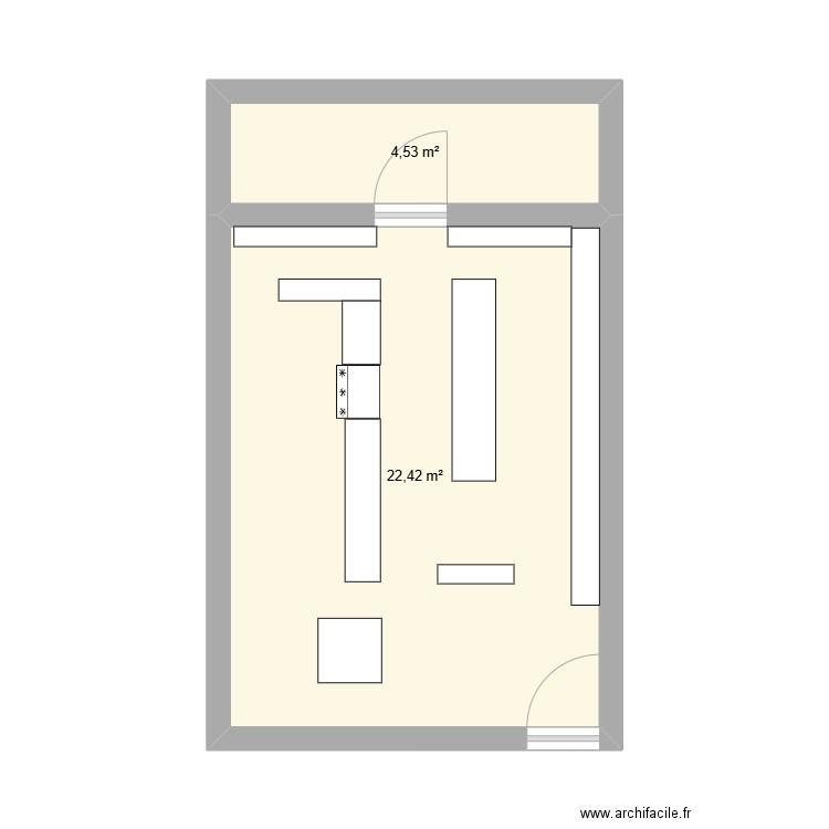 le TDA. Plan de 2 pièces et 27 m2