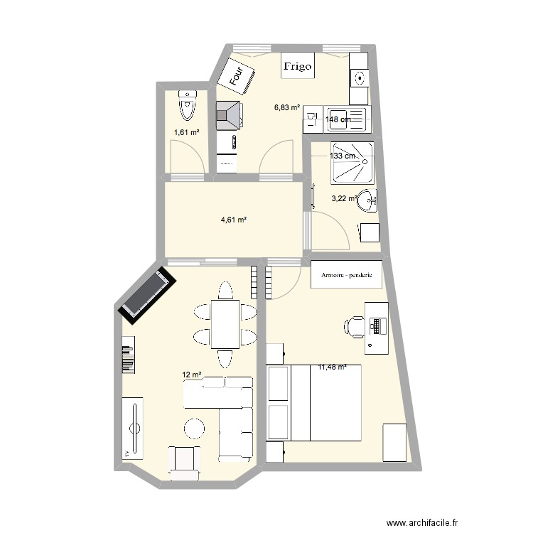 MIGUEL 7. Plan de 6 pièces et 40 m2