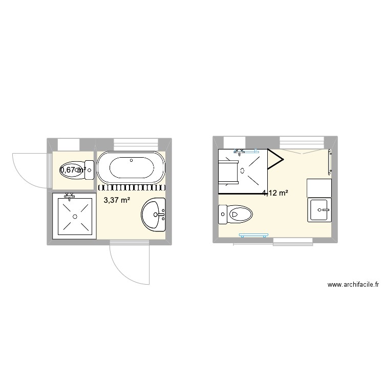 BERNARD. Plan de 3 pièces et 8 m2