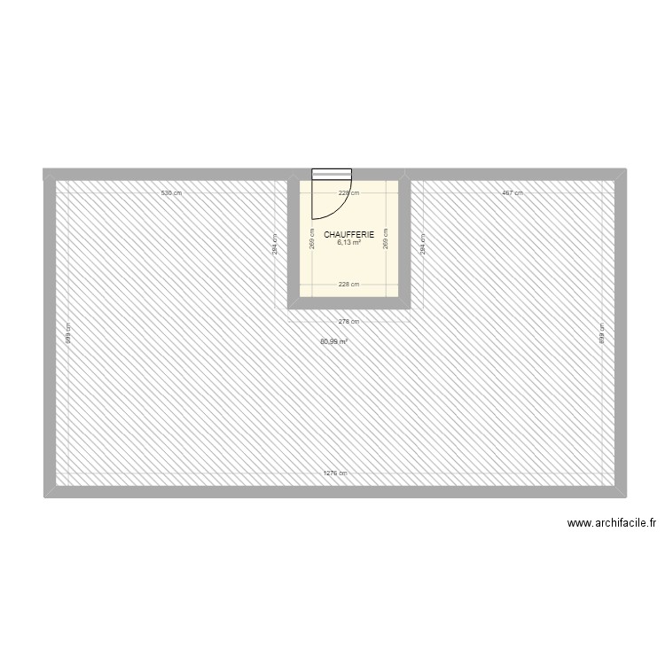 atelier. Plan de 2 pièces et 87 m2