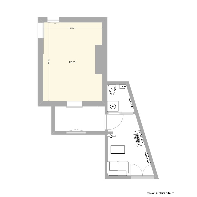 Studio 2. Plan de 1 pièce et 8 m2