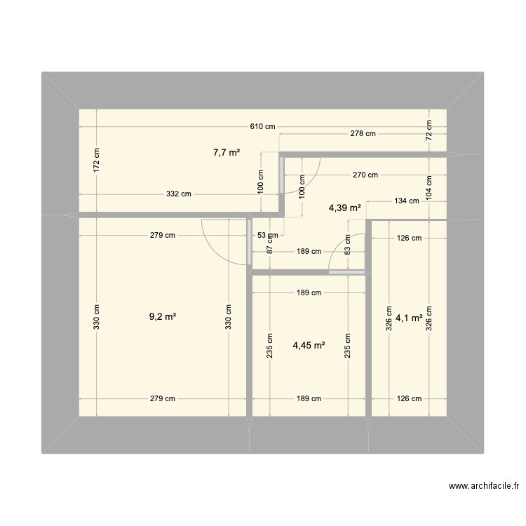 etage maison - maj. Plan de 5 pièces et 30 m2