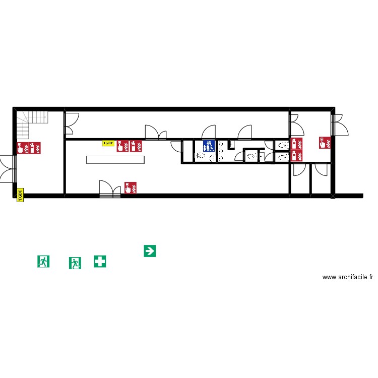 Banlieus rdc. Plan de 11 pièces et 111 m2