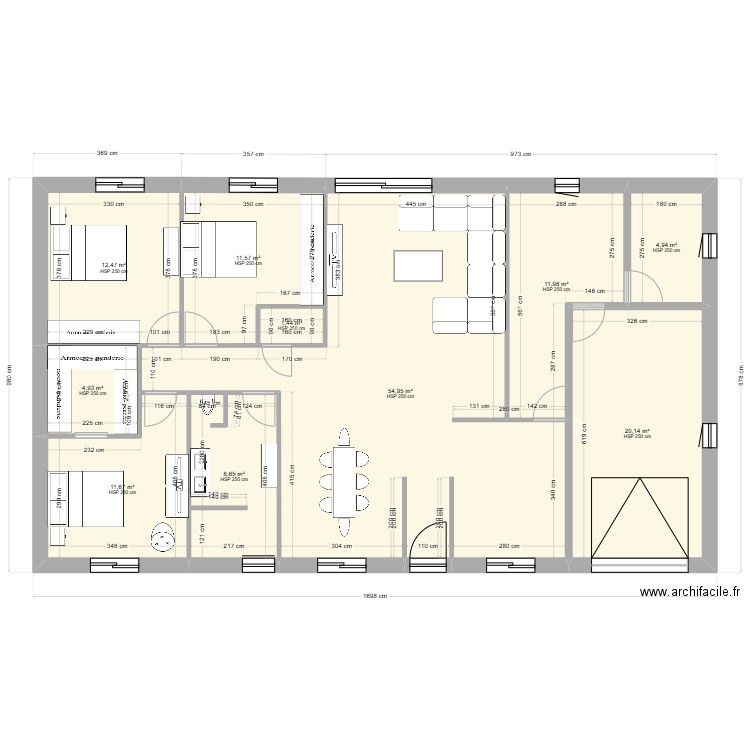 kroum et souria 2. Plan de 10 pièces et 143 m2