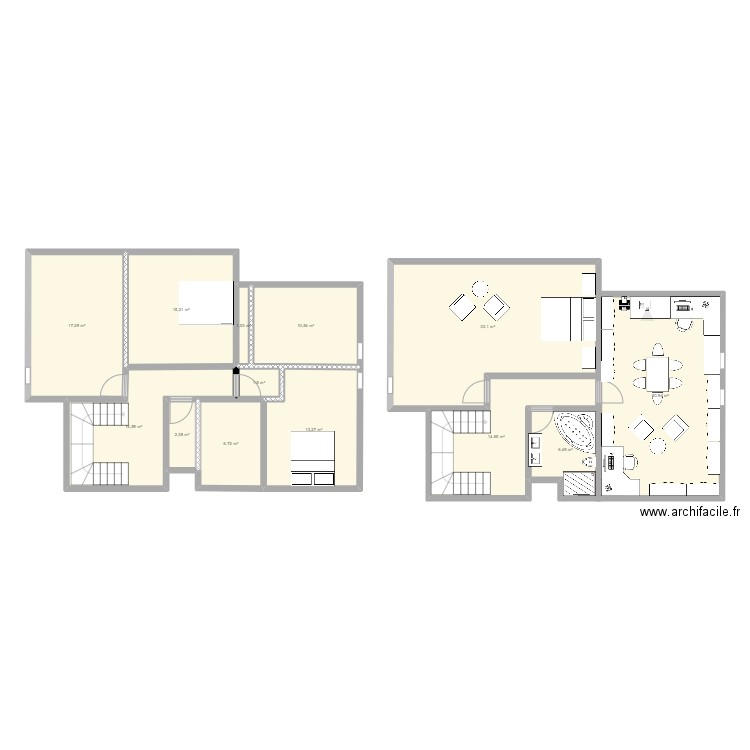 Montcherand. Plan de 13 pièces et 168 m2