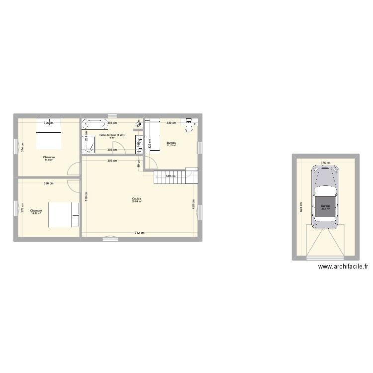 Maison 3 étage . Plan de 6 pièces et 108 m2