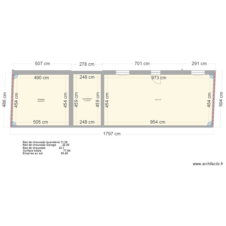 NIAF PC plan de masse origine. Plan de 3 pièces et 78 m2