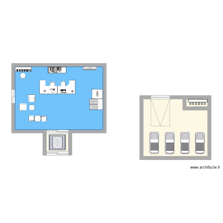 rdc btb. Plan de 4 pièces et 52 m2