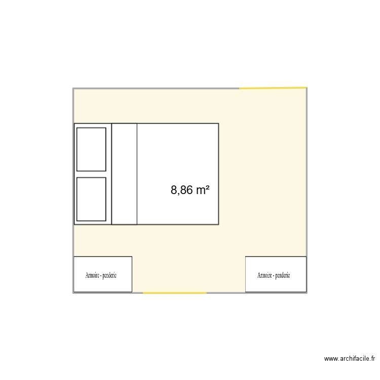 CHBRE NINOU. Plan de 1 pièce et 9 m2