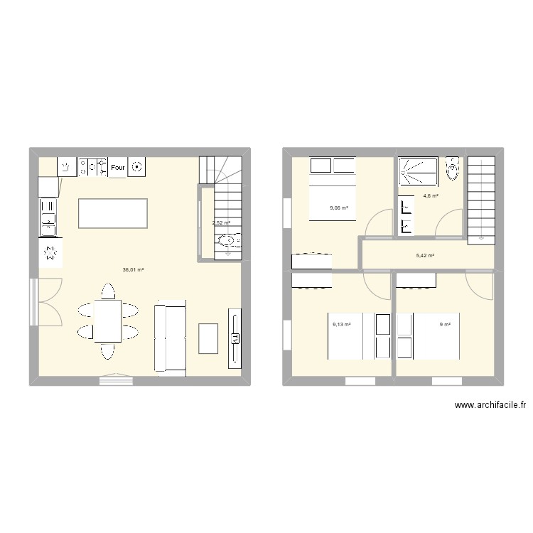 aca 2. Plan de 7 pièces et 76 m2