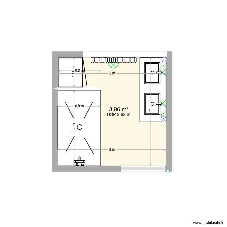 SDE enfants. Plan de 1 pièce et 4 m2