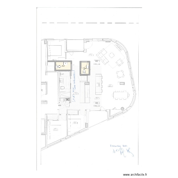 salle de bain. Plan de 2 pièces et 4 m2